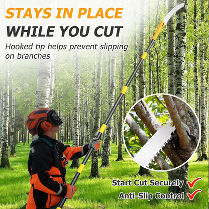 Pole Saw For Tree Trimming,2-In-1 Manual Handheld Pole Pruning Saw, 10.8 FT Long Tree Trimmer With 15.7" Triple-Ground Sharp Blade Cutter For Branches,Orchard, Palm Trees, Shrubs,Limbs