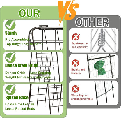 Heavy Duty 50"x17" Adjustable A-Frame Trellis for Climbing Plants – Rust-Proof Metal Garden Trellis with Dense Grid Design, Perfect for Raised Beds, Tomatoes, Cucumbers & Outdoor Vines (Black, 1 Pcs)