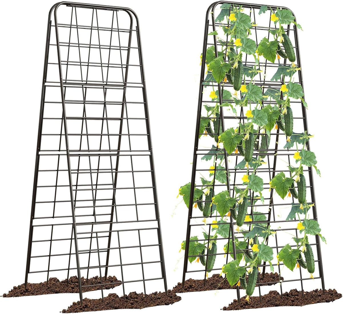 Heavy Duty 50"x17" Adjustable A-Frame Trellis for Climbing Plants – Rust-Proof Metal Garden Trellis with Dense Grid Design, Perfect for Raised Beds, Tomatoes, Cucumbers & Outdoor Vines (Black, 1 Pcs)