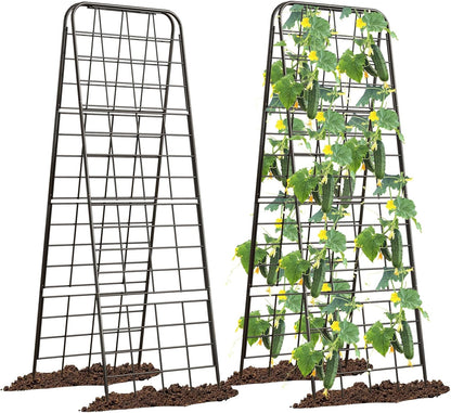 Heavy Duty 50"x17" Adjustable A-Frame Trellis for Climbing Plants – Rust-Proof Metal Garden Trellis with Dense Grid Design, Perfect for Raised Beds, Tomatoes, Cucumbers & Outdoor Vines (Black, 1 Pcs)