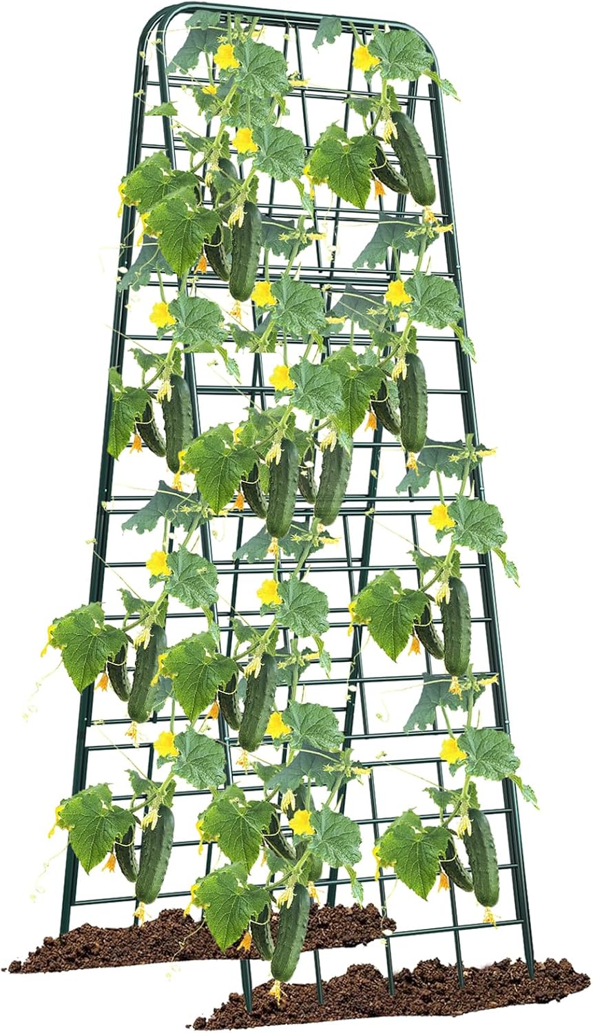 Heavy Duty 50"x17" Adjustable A-Frame Trellis for Climbing Plants – Rust-Proof Metal Garden Trellis with Dense Grid Design, Perfect for Raised Beds, Tomatoes, Cucumbers & Outdoor Vines (Black, 1 Pcs)