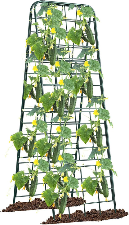 Heavy Duty 50"x17" Adjustable A-Frame Trellis for Climbing Plants – Rust-Proof Metal Garden Trellis with Dense Grid Design, Perfect for Raised Beds, Tomatoes, Cucumbers & Outdoor Vines (Black, 1 Pcs)