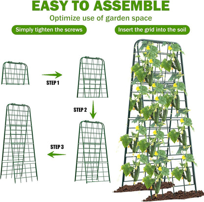 Heavy Duty 50"x17" Adjustable A-Frame Trellis for Climbing Plants – Rust-Proof Metal Garden Trellis with Dense Grid Design, Perfect for Raised Beds, Tomatoes, Cucumbers & Outdoor Vines (Black, 1 Pcs)