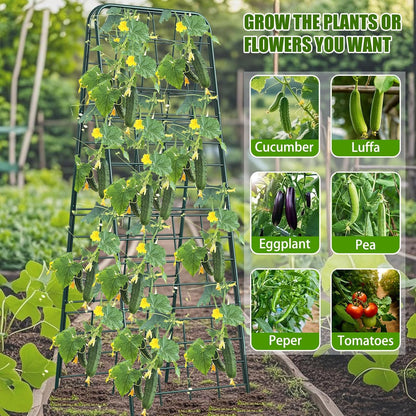 Heavy Duty 50"x17" Adjustable A-Frame Trellis for Climbing Plants – Rust-Proof Metal Garden Trellis with Dense Grid Design, Perfect for Raised Beds, Tomatoes, Cucumbers & Outdoor Vines (Black, 1 Pcs)