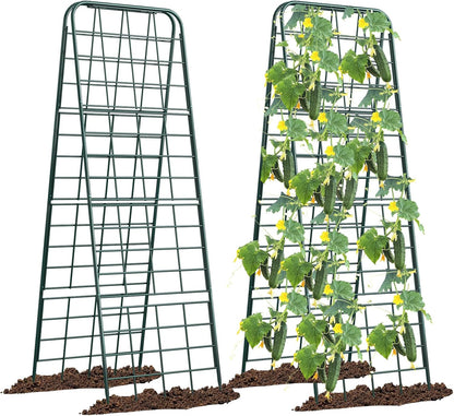 Heavy Duty 50"x17" Adjustable A-Frame Trellis for Climbing Plants – Rust-Proof Metal Garden Trellis with Dense Grid Design, Perfect for Raised Beds, Tomatoes, Cucumbers & Outdoor Vines (Black, 1 Pcs)