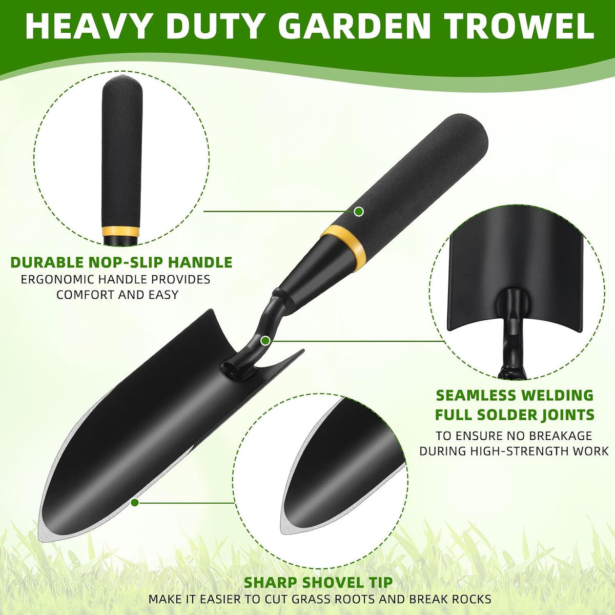 8 Pcs Garden Trowel with Resin Rubberized Handle, Narrow Shovels