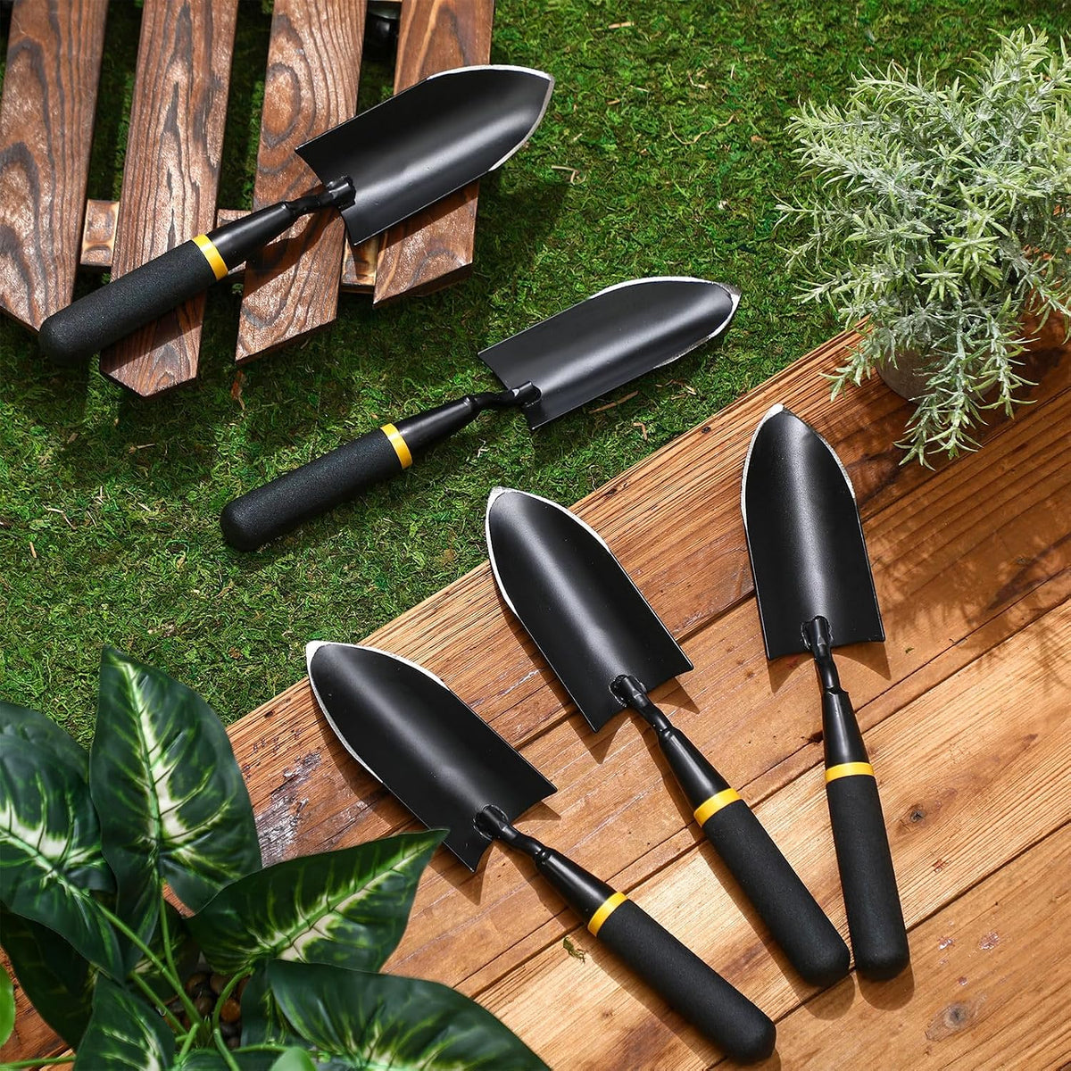 8 Pcs Garden Trowel with Resin Rubberized Handle, Narrow Shovels