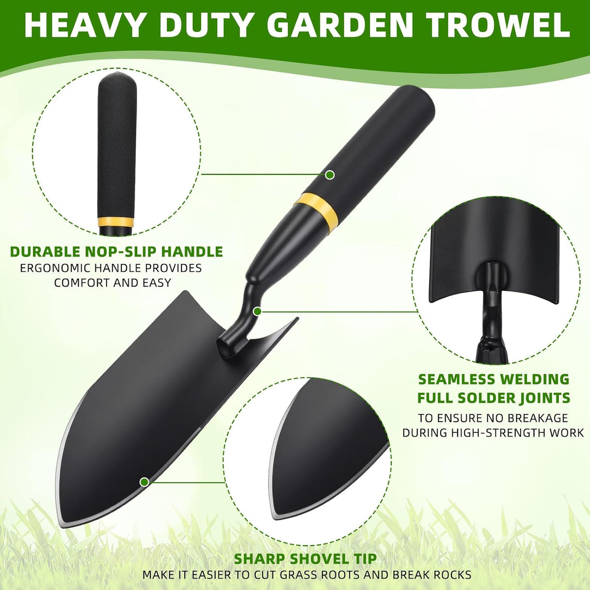 8 Pcs Garden Trowel with Resin Rubberized Handle, Narrow Shovels