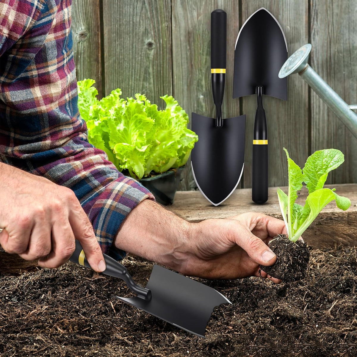 8 Pcs Garden Trowel with Resin Rubberized Handle, Narrow Shovels