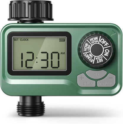 Outdoor Water Timer for Lawn, 2 Zone Programmable Sprinkler Timer