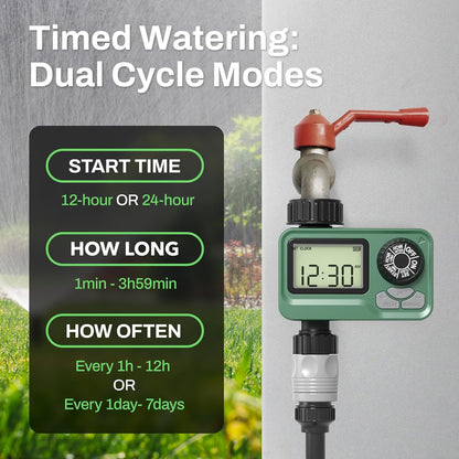 Outdoor Water Timer for Lawn, 2 Zone Programmable Sprinkler Timer