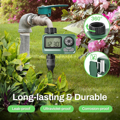 Outdoor Water Timer for Lawn, 2 Zone Programmable Sprinkler Timer