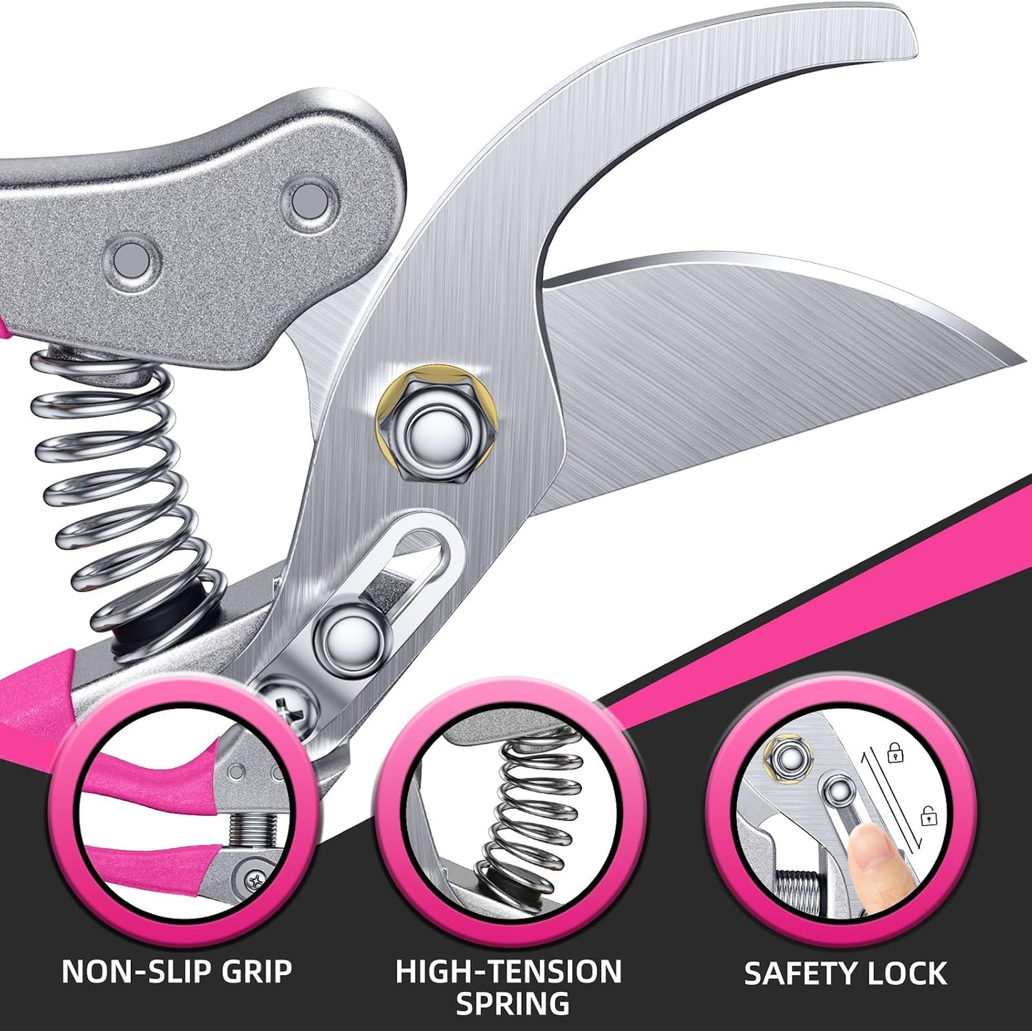 DECERK® 8.5" Professional Pruning Shears, Effortlessly Prunes 3/4" Branches