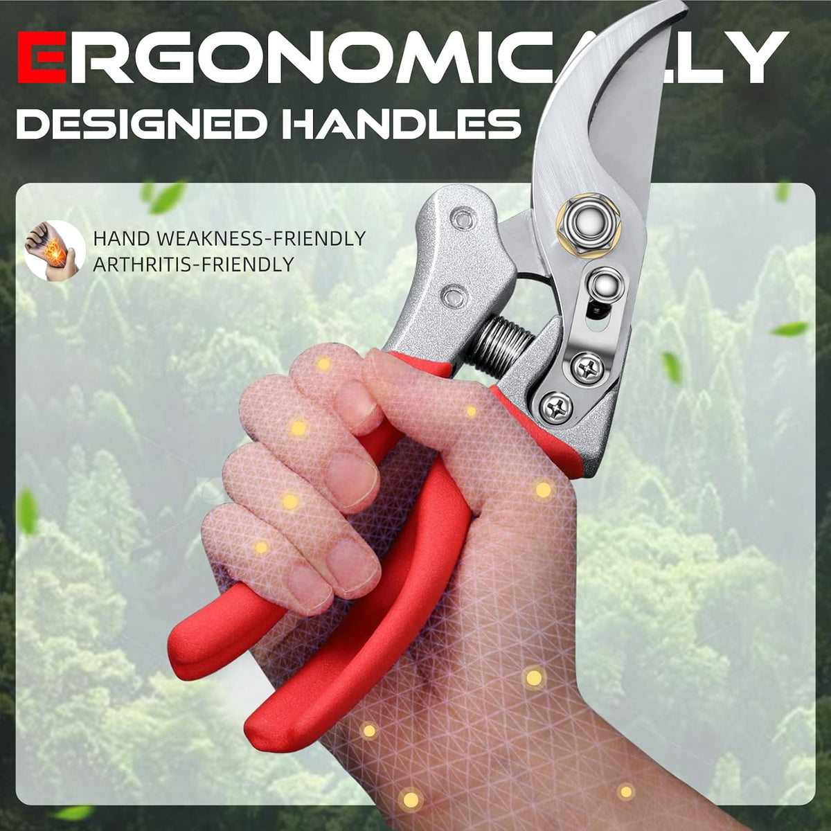DECERK® 8.5" Professional Pruning Shears, Effortlessly Prunes 3/4" Branches