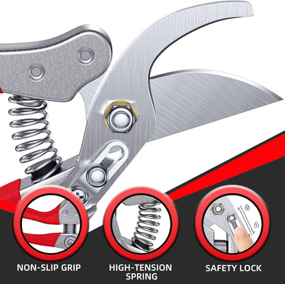 DECERK® 8.5" Professional Pruning Shears, Effortlessly Prunes 3/4" Branches