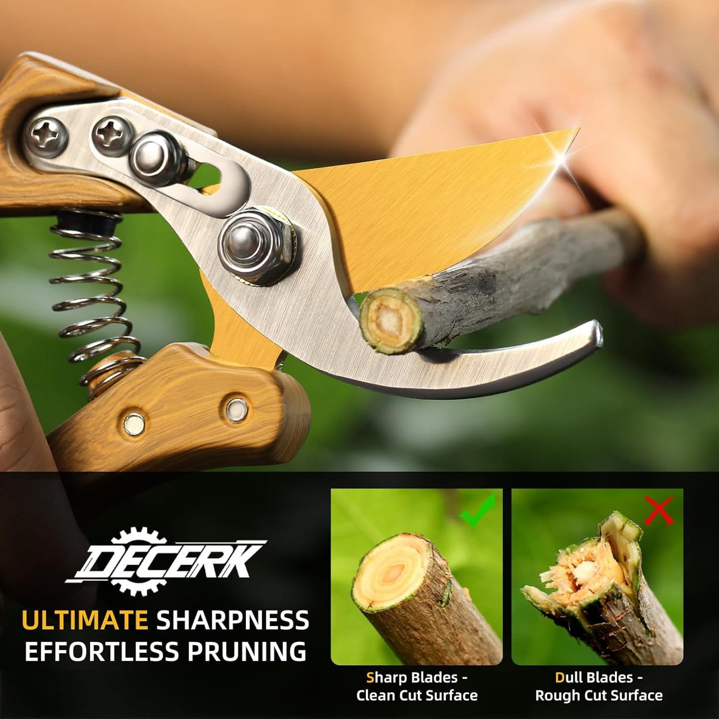 DECERK® 8.5" Professional Pruning Shears, Effortlessly Prunes 3/4" Branches