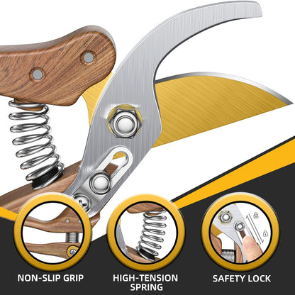 DECERK® 8.5" Professional Pruning Shears, Effortlessly Prunes 3/4" Branches
