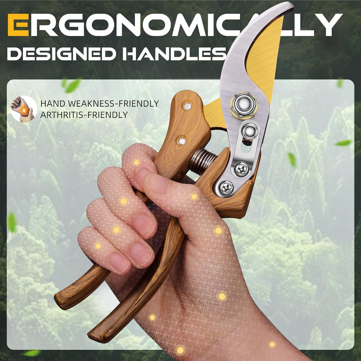 DECERK® 8.5" Professional Pruning Shears, Effortlessly Prunes 3/4" Branches