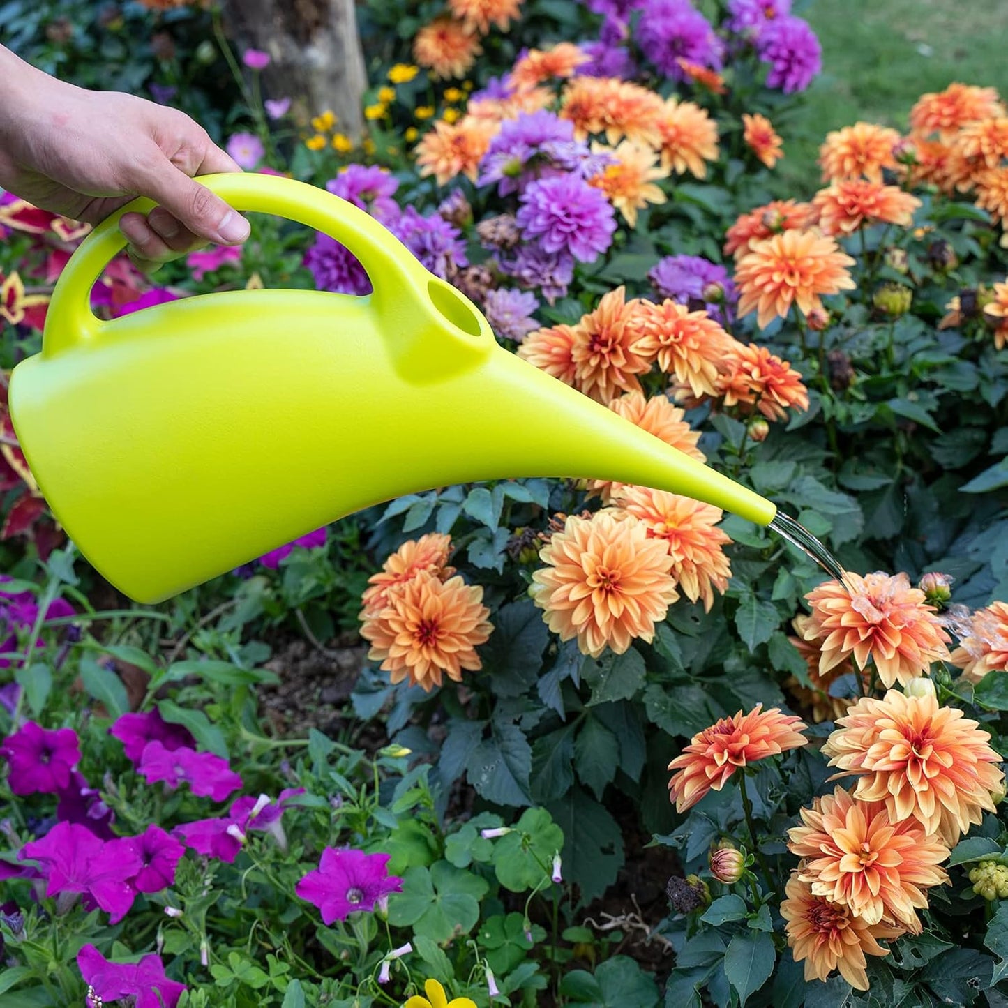 Plastic Watering Can, Elegant Watering Pot, 1/2-Gallon (Green)