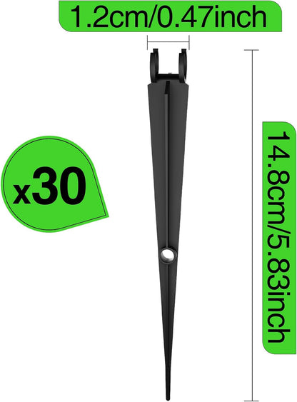 30 Pack 1/4 Inch Drip Irrigation Stakes, Plastic 1/4 Drip Irrigation Tubing Stakes for Secure Tubing Fixation, Garden Hose Support Stakes for Vegetable Flower Beds Lawn Supplies