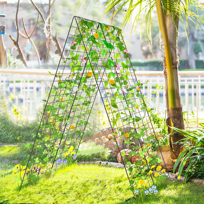 46 x 34 Inch Cucumber Trellis for Garden, 4 PCS Foldable A-Shape Plant Support W/18 Clips, 8 Ground Stakes, 4 Spiral Connectors, 12 Cable Tie, Twist Tie, Garden Trellis for Climbing Plants