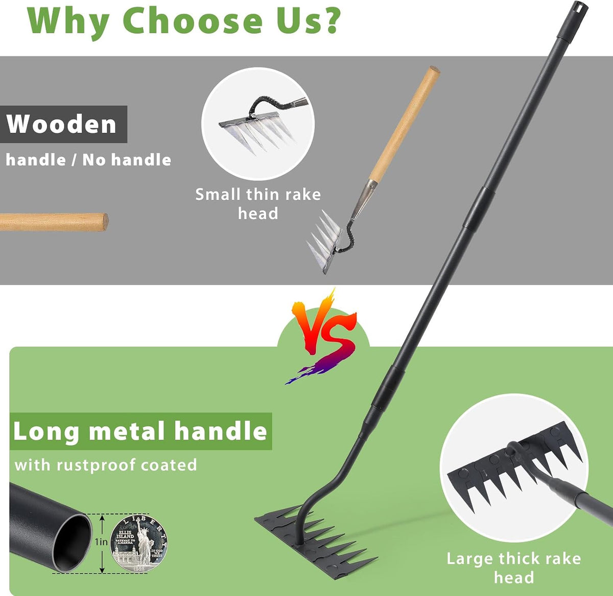 Manual Weeder Tool,4 Tines Garden Weeding Rake with Sharp Blade,55 Inch Long Handle,Heavy Duty Stand Weeding Tool for Weeding Loosening Soil Gathering Leaf Leveling Thatch Rake