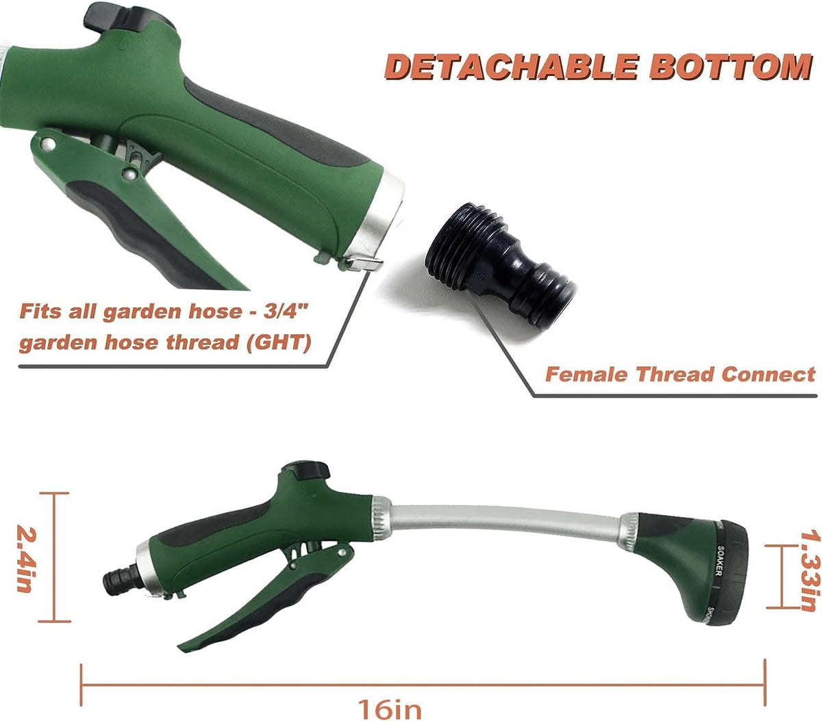 Watering Wand, Garden wand 16 Inches Sprayer Wand perfect for Lawn and Garden Use.