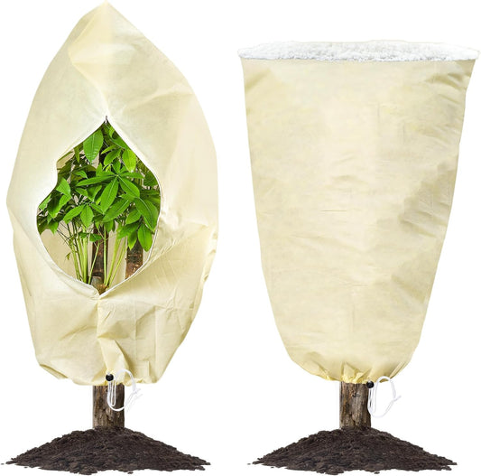 80 * 100cm Plant Covers Freeze Protection Large Tree Covers Frost Protection Blankets for Plants, Reusable Shrub Jakets Covers for Winter, with Drawstring(2 Packs)