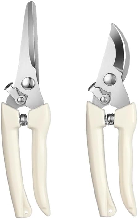2-Piece Pruning Shears Set, Straight & Curved Bypass Garden Clippers, Professional Hand Pruners for Gardening, Fruit Picking, Flower Trimming, Bonsai, Vegetables, Vineyard