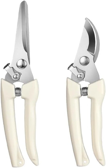 2-Piece Pruning Shears Set, Straight & Curved Bypass Garden Clippers, Professional Hand Pruners for Gardening, Fruit Picking, Flower Trimming, Bonsai, Vegetables, Vineyard