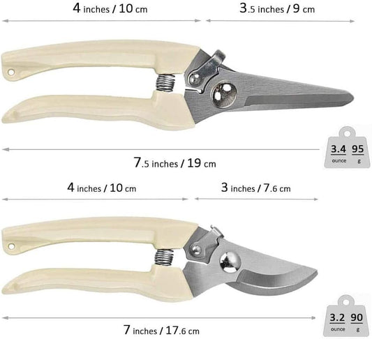 2-Piece Pruning Shears Set, Straight & Curved Bypass Garden Clippers, Professional Hand Pruners for Gardening, Fruit Picking, Flower Trimming, Bonsai, Vegetables, Vineyard