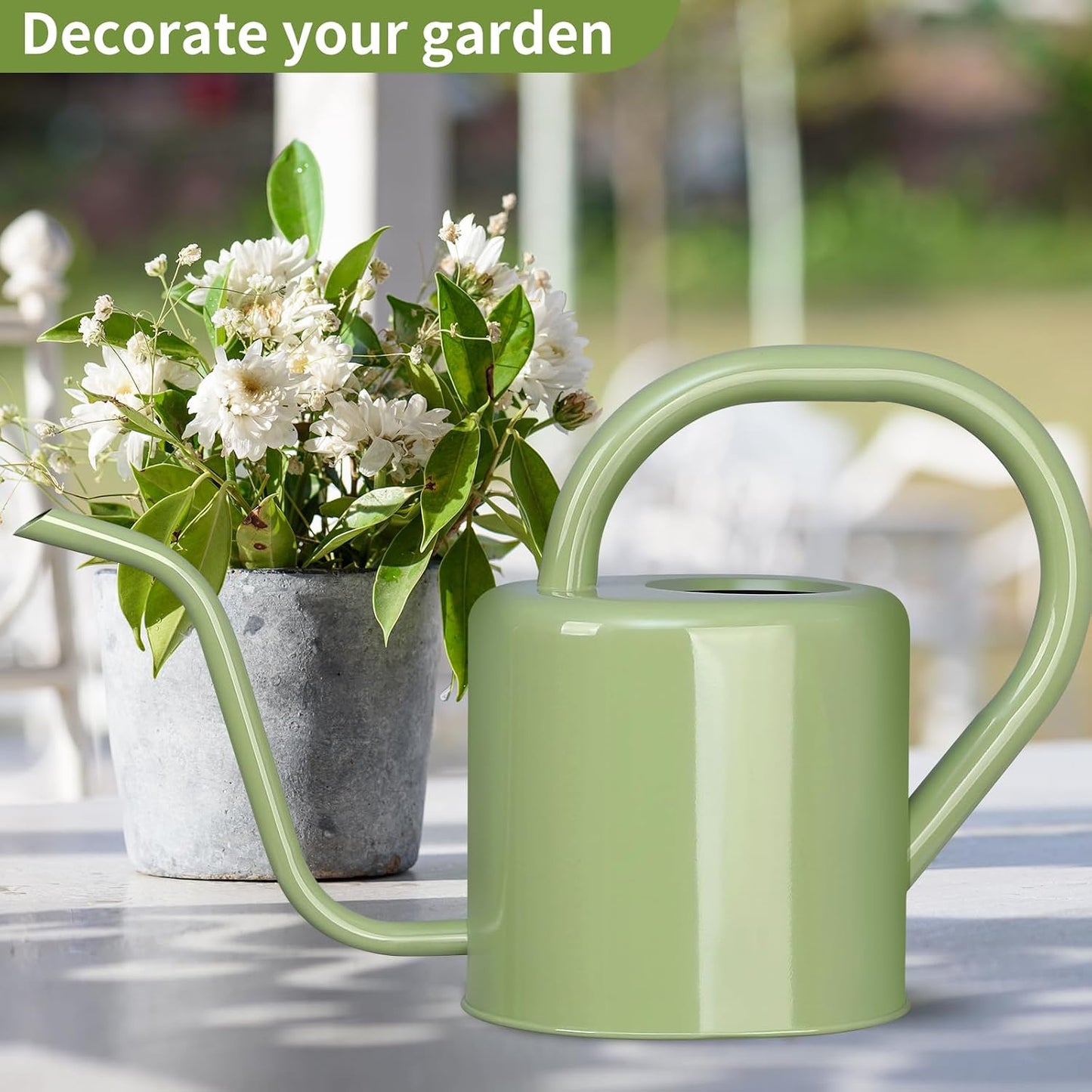 Watering Can, Stainless Steel Watering Can for Indoor & Outdoor Plants, 1L/35oz Long Spout Water Can with Handle, Rust-Proof Plant Watering Pot for House Plants, Garden Flowers