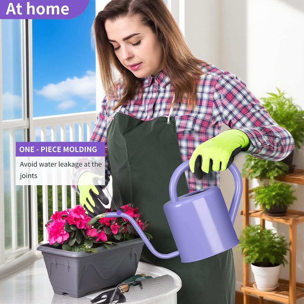 Watering Can, Stainless Steel Watering Can for Indoor & Outdoor Plants, 1L/35oz Long Spout Water Can with Handle, Rust-Proof Plant Watering Pot for House Plants, Garden Flowers