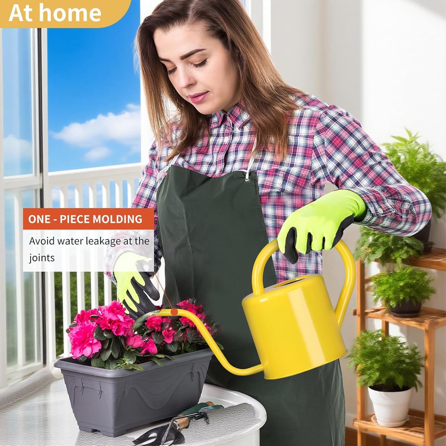 Watering Can, Stainless Steel Watering Can for Indoor & Outdoor Plants, 1L/35oz Long Spout Water Can with Handle, Rust-Proof Plant Watering Pot for House Plants, Garden Flowers