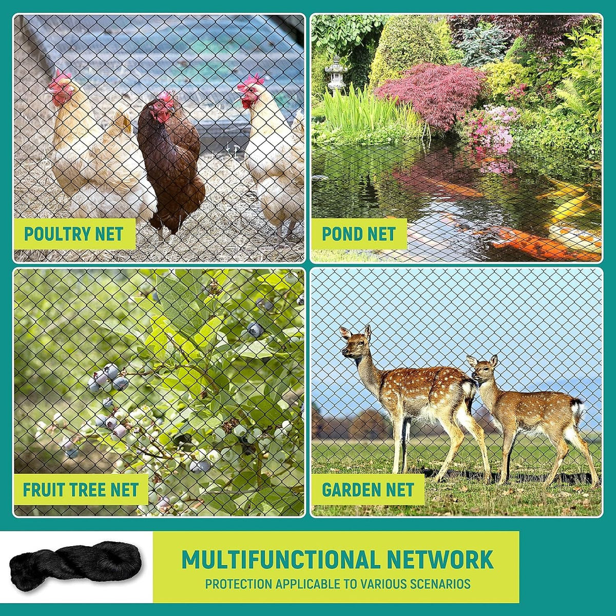 Heavy Duty Bird Netting - 35FT*35FT 1” Mesh UV Resistant