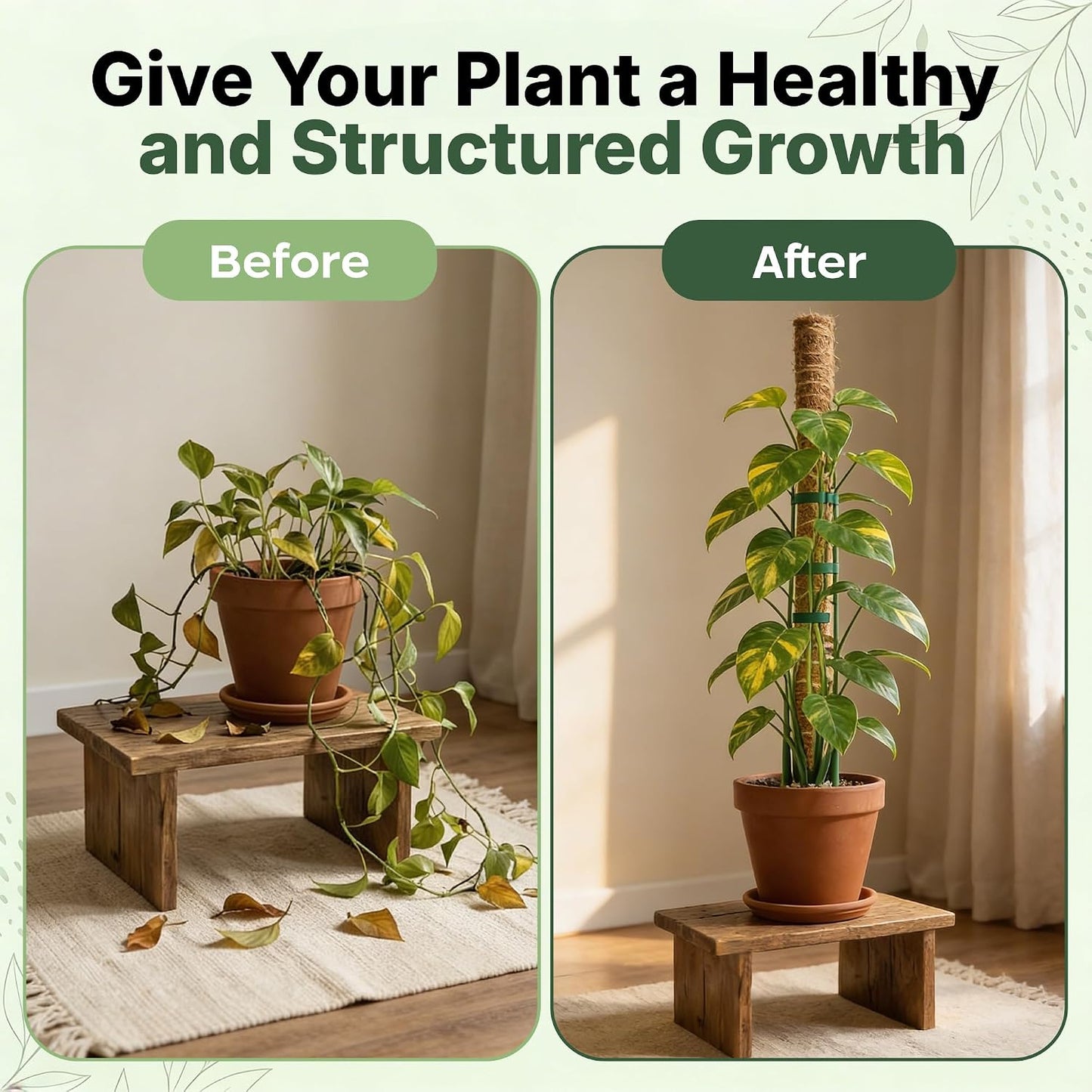 4 Pack 16" Moss Pole Monstera Plant Support - Stackable up to 48"