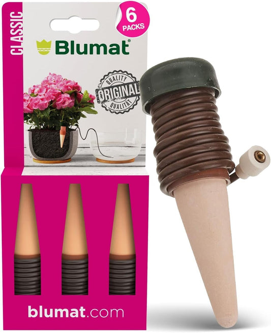 Blumat Classic Self-Watering Stakes - Prevents Overwatering and Underwatering for Healthy Growth While You are Away - Ideal for Indoor Plant Watering (3 Pack w/o Adapter)