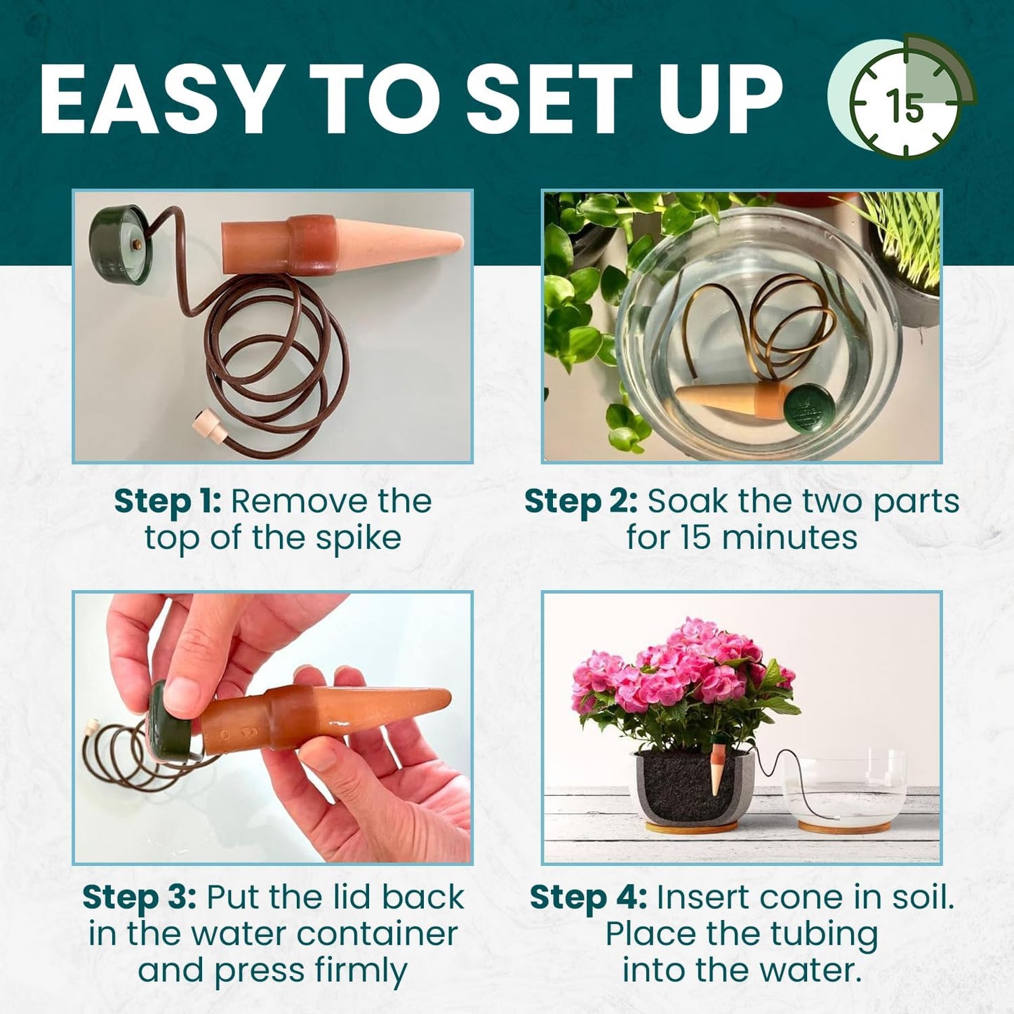 Blumat Classic Self-Watering Stakes - Prevents Overwatering and Underwatering for Healthy Growth While You are Away - Ideal for Indoor Plant Watering (3 Pack w/o Adapter)