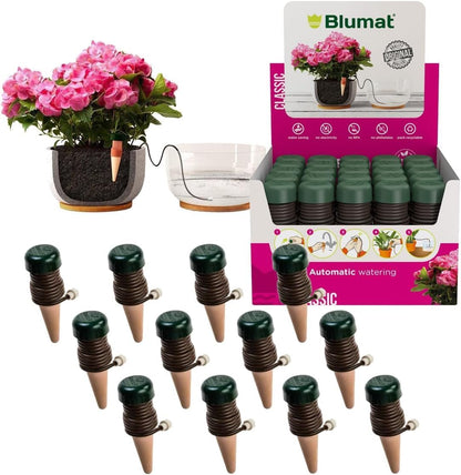 Blumat Classic Self-Watering Stakes - Prevents Overwatering and Underwatering for Healthy Growth While You are Away - Ideal for Indoor Plant Watering (3 Pack w/o Adapter)