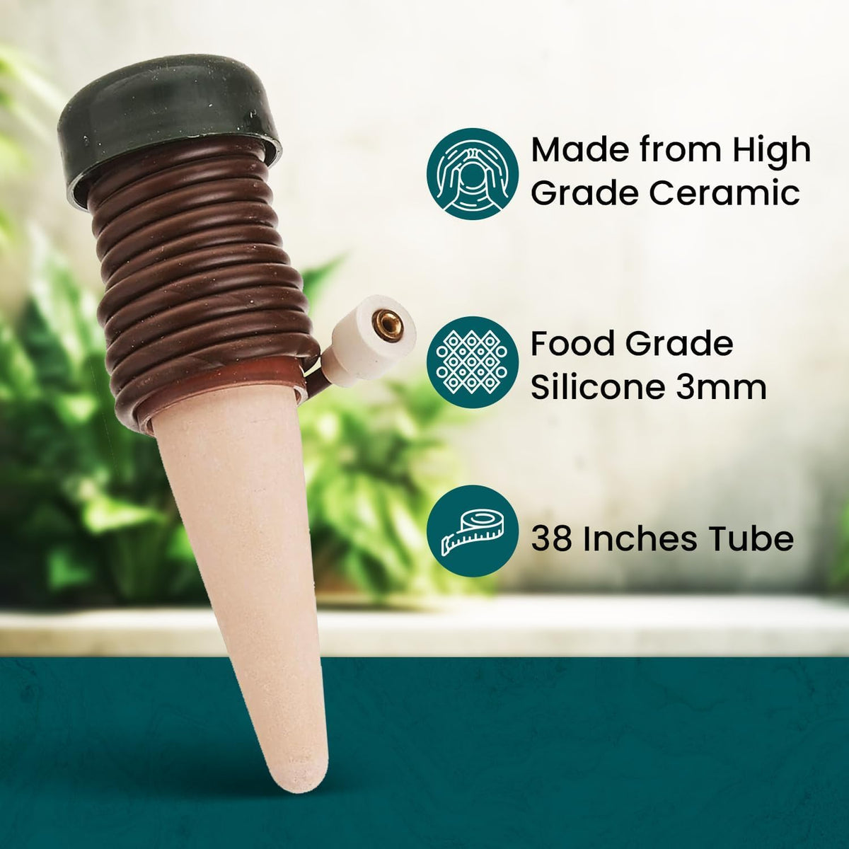 Blumat Classic Self-Watering Stakes - Prevents Overwatering and Underwatering for Healthy Growth While You are Away - Ideal for Indoor Plant Watering (3 Pack w/o Adapter)