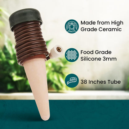 Blumat Classic Self-Watering Stakes - Prevents Overwatering and Underwatering for Healthy Growth While You are Away - Ideal for Indoor Plant Watering (3 Pack w/o Adapter)