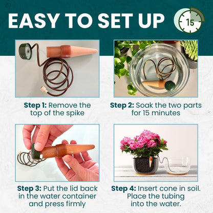Blumat Classic Self-Watering Stakes - Prevents Overwatering and Underwatering for Healthy Growth While You are Away - Ideal for Indoor Plant Watering (3 Pack w/o Adapter)