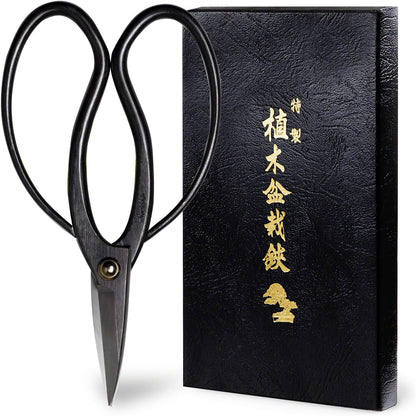 Wazakura Satsuki Bonsai Scissors, Made in Japan 7 inch (180 mm), Japanese Bonsai Garden Tools, Hasami Pruning Shears - Satsuki Style, Black