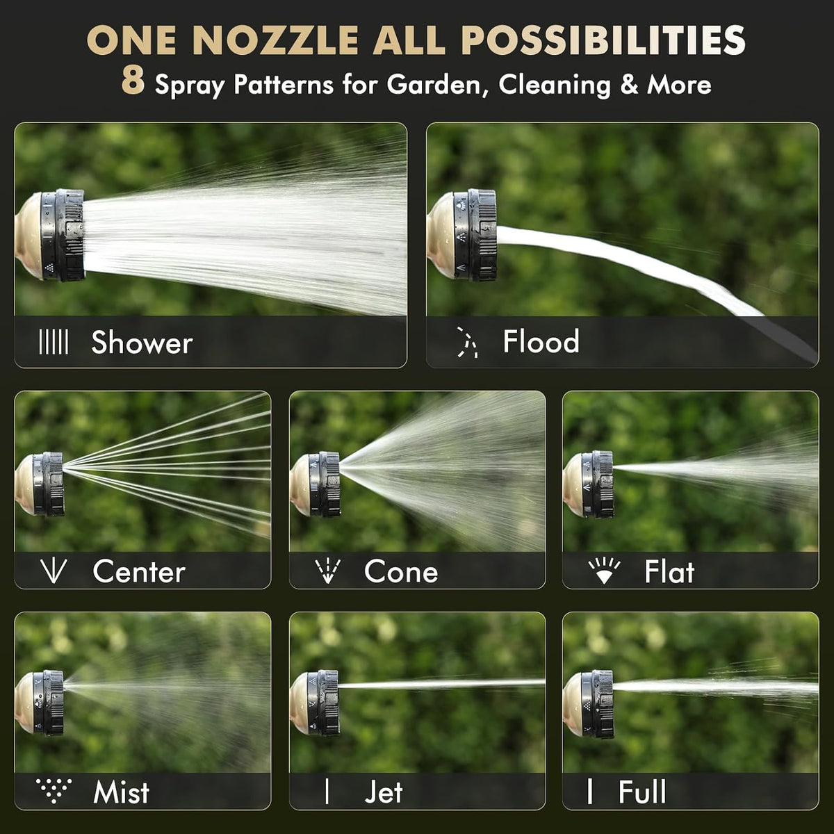 Metal Garden Hose Nozzle Heavy Duty, Water Hose Nozzle for Outdoor