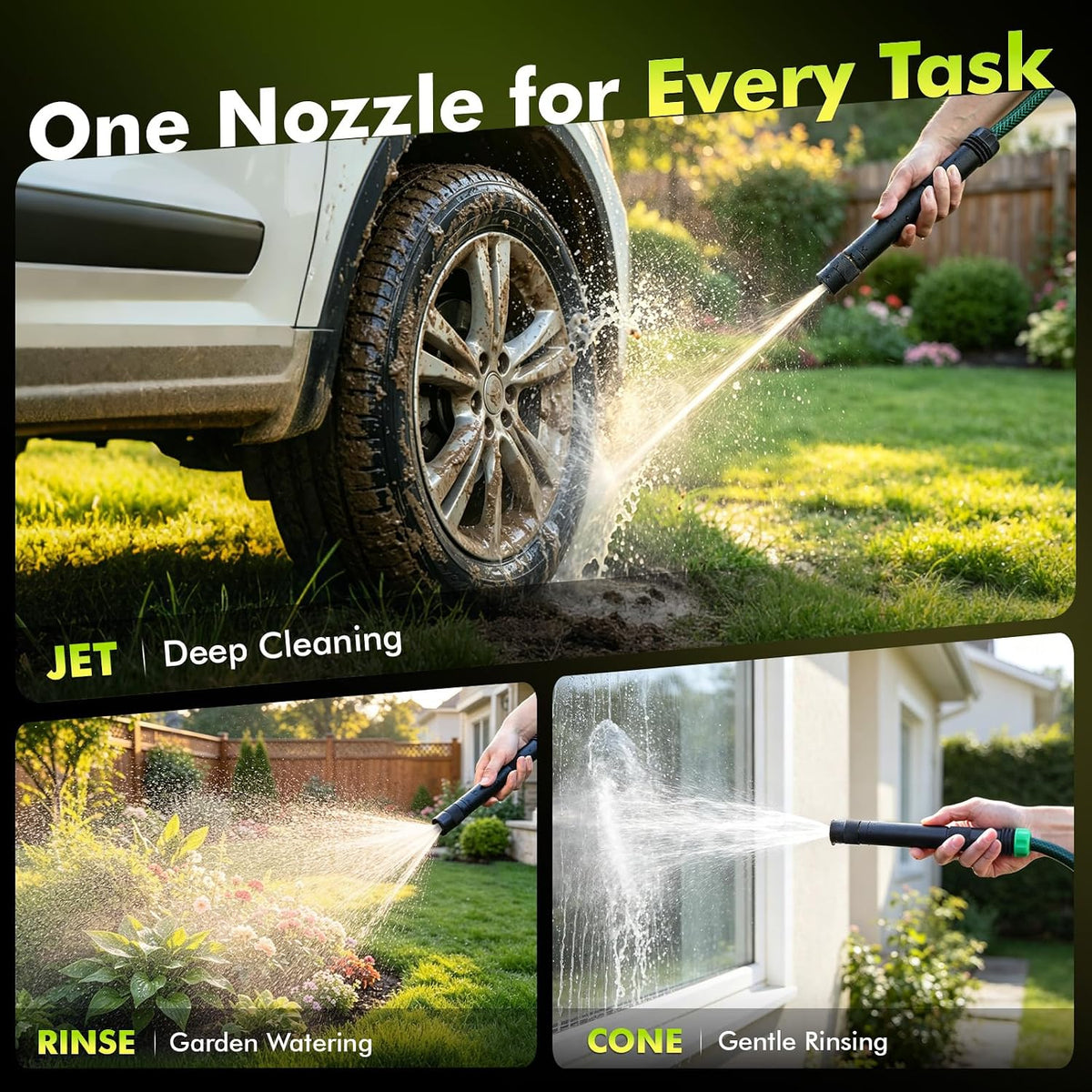 Metal Garden Hose Nozzle Heavy Duty, Water Hose Nozzle for Outdoor