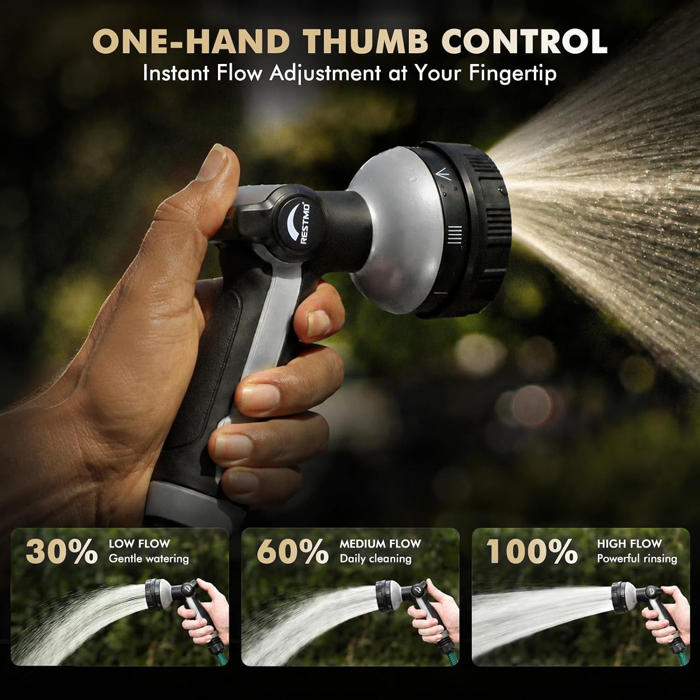 Metal Garden Hose Nozzle Heavy Duty, Water Hose Nozzle for Outdoor