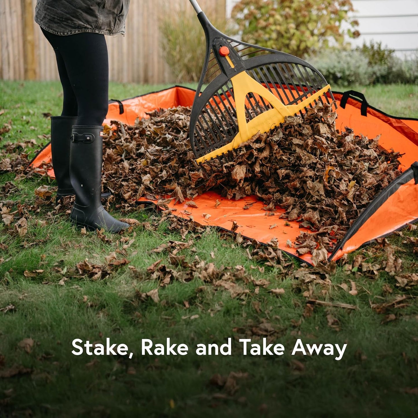 4' x 6' Sport Leaf Tarp - 24 sq ft Yard Cleanup Tarp with 6 Handles & Ground Stakes for Raking, Garden Debris & Yard Waste Removal, Wind Proof