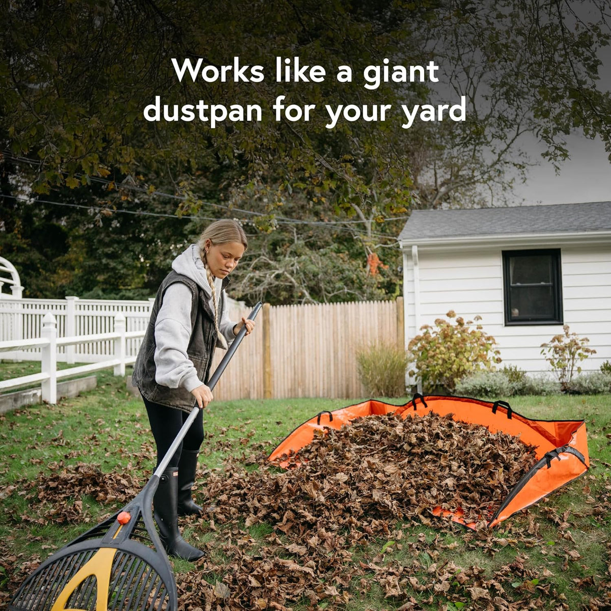 4' x 6' Sport Leaf Tarp - 24 sq ft Yard Cleanup Tarp with 6 Handles & Ground Stakes for Raking, Garden Debris & Yard Waste Removal, Wind Proof