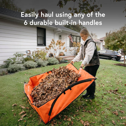 4' x 6' Sport Leaf Tarp - 24 sq ft Yard Cleanup Tarp with 6 Handles & Ground Stakes for Raking, Garden Debris & Yard Waste Removal, Wind Proof
