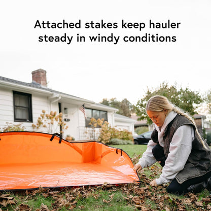 4' x 6' Sport Leaf Tarp - 24 sq ft Yard Cleanup Tarp with 6 Handles & Ground Stakes for Raking, Garden Debris & Yard Waste Removal, Wind Proof